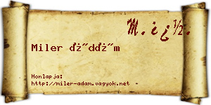 Miler Ádám névjegykártya