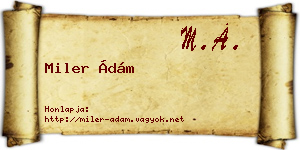 Miler Ádám névjegykártya